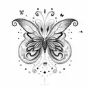 A woman blowing colorful smoke rings shaped like butterflies tattoo design idea
