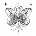 A woman blowing colorful smoke rings shaped like butterflies tattoo design idea