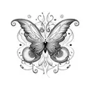 A woman blowing colorful smoke rings shaped like butterflies tattoo design idea