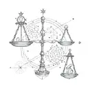 map of the constellations taurus and libra scales intertwined tattoo design idea