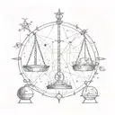 map of the constellations taurus and libra scales intertwined tattoo design idea