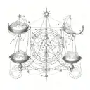 map of the constellations taurus and libra scales intertwined tattoo design idea