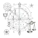 map of the constellations taurus and libra scales intertwined tattoo design idea