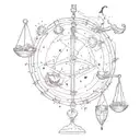 map of the constellations taurus and libra scales tattoo design idea