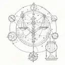 map of the constellations taurus and libra scales tattoo design idea