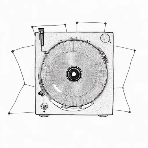 A DJ turntable with film reel as the vinyl tattoo design idea