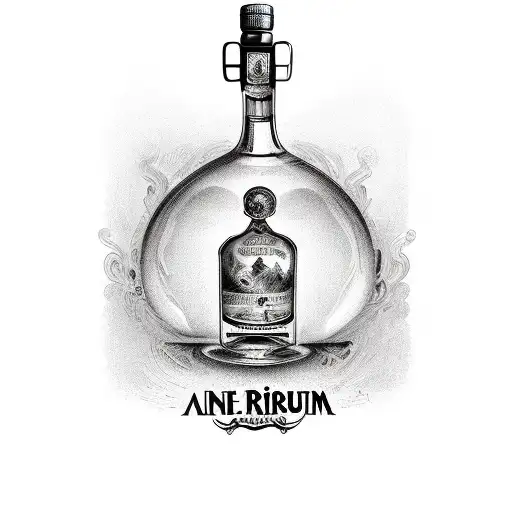 A bottle of rum with musical notes forming the label tattoo design idea
