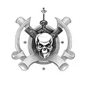 A bottle of Lamb's rum with a skull and crossbones label tattoo design idea