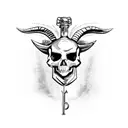 A bottle of Lamb's rum with a skull and crossbones label tattoo design idea