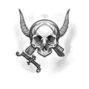 A bottle of Lamb's rum with a skull and crossbones label tattoo design idea