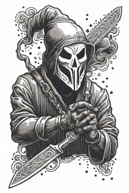 ghostface holding a knife tattoo design idea