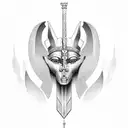 egyption arm band woth osiris and anubis tattoo design idea