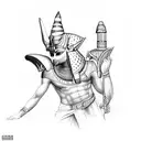 egyption arm band woth osiris and anubis tattoo design idea