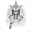 egyption arm band woth osiris and anubis tattoo design idea