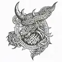 Combine Viking and Chinese symbols to create a unique tattoo design representing strength and wisdom in both cultures tattoo design idea