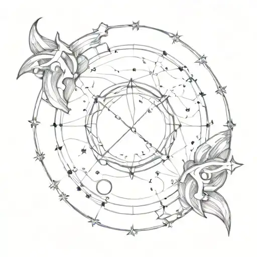 constellation Gemini space zodiac sign tattoo design idea
