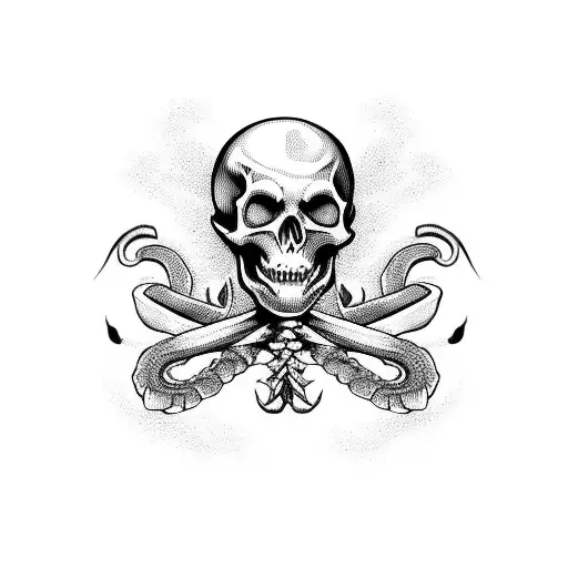 Skeleton Snake with a skull tattoo design idea