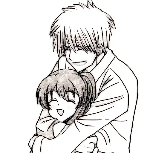  boy and girl hug each other tattoo design idea