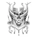 zeus with thunderbolt in hand and lightning around him tattoo design idea