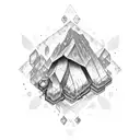 crystals with mushroms tattoo design idea