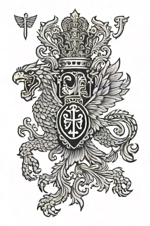 virgo, orthodox, serbia eagles flag tattoo design idea