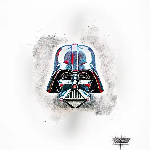 darth vader broken helmet showing skull tattoo design idea