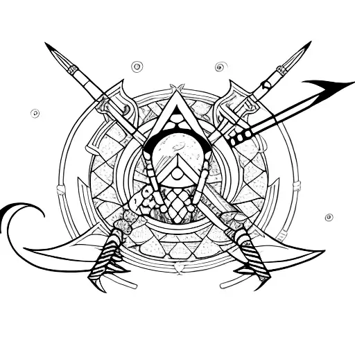 artemis with moon and arrow tattoo design idea