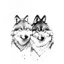 2 wolves protecting each other tattoo design idea