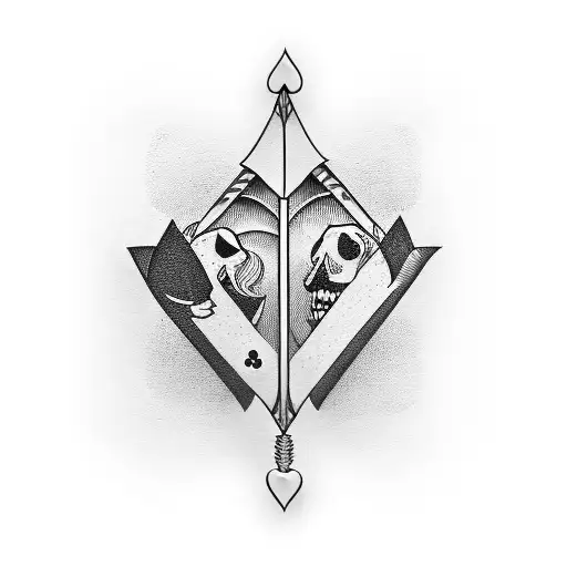 wish bone, playing cards, arrow head  tattoo design idea