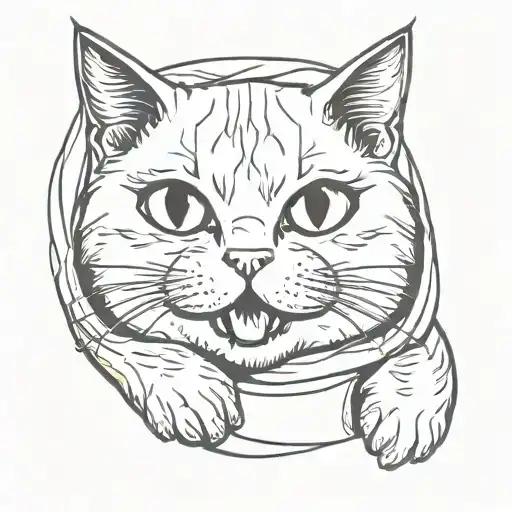 smile cat head peeking tattoo design idea