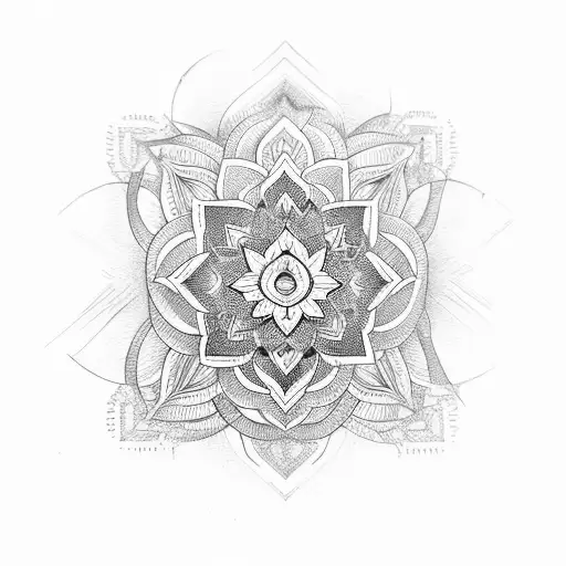 square geometric hindu spiritual peace lotus love moksha shiva tattoo design idea