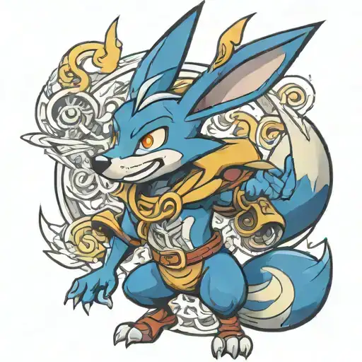 lucario one piece anime tattoo design idea