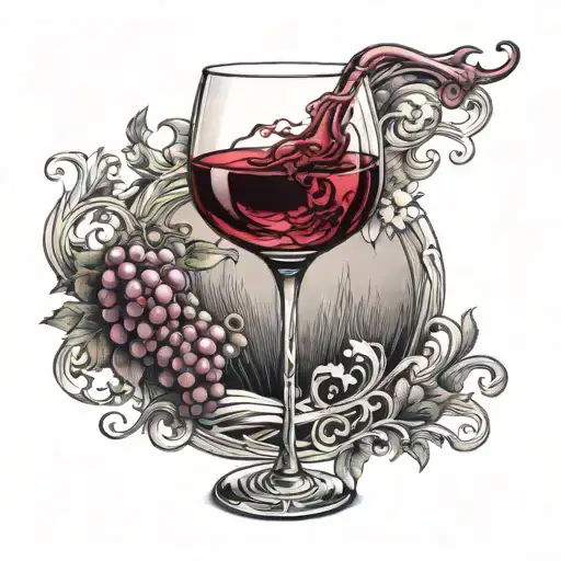 funny wine glass tattoo design idea