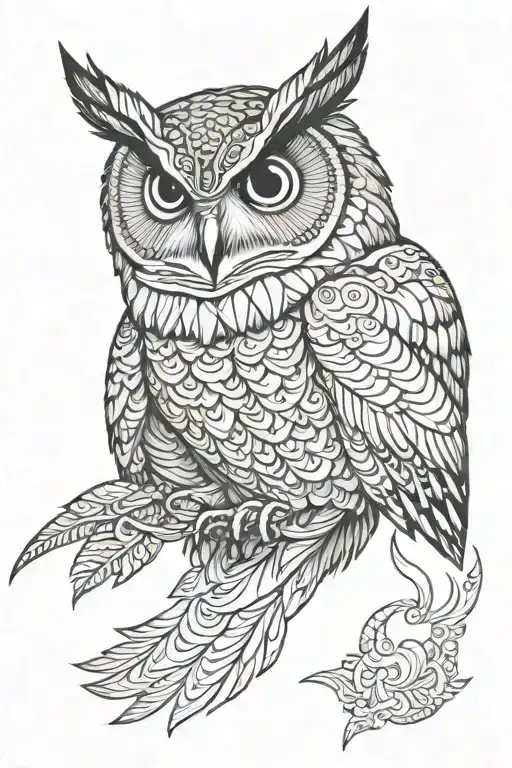 Owl flying tattoo design idea