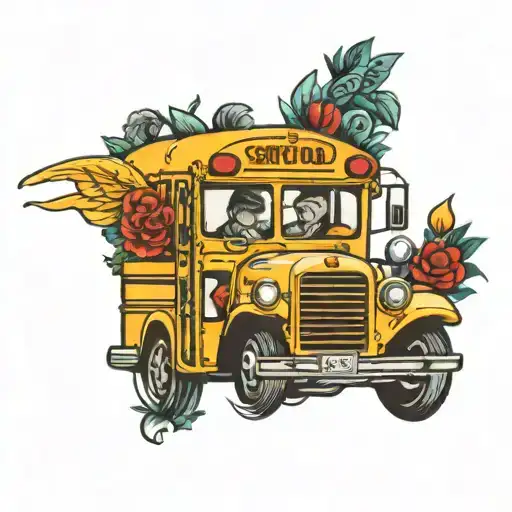 school bus tattoo design idea