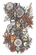 A BTS, Harry Potter, Star Wars, Doctor Who and Lord of the Rings tattoo style. tattoo design idea