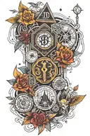 A BTS, Harry Potter, Star Wars, Doctor Who and Lord of the Rings tattoo style. tattoo design idea