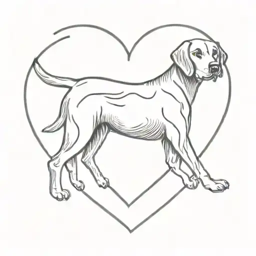 black labrador retriever in heart shaped lock tattoo design idea