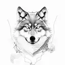 old man that has 2 wolves guarding him while he has another wolf in chains tattoo design idea