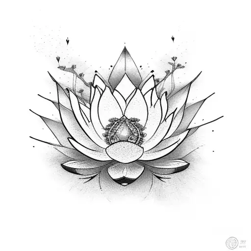 Japanese crane with a lotus flower tattoo design idea