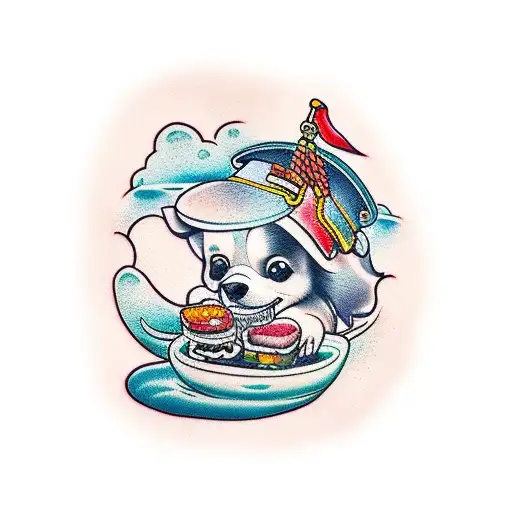 pata de cachorro feito de sushi tattoo design idea