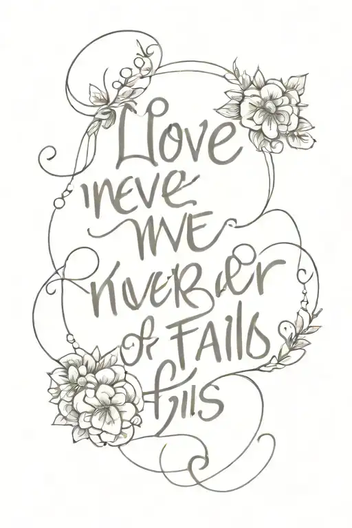Love never fails. So if it fails it was never real If it's real it will come back to you. If it's meant for you, no one  tattoo design idea
