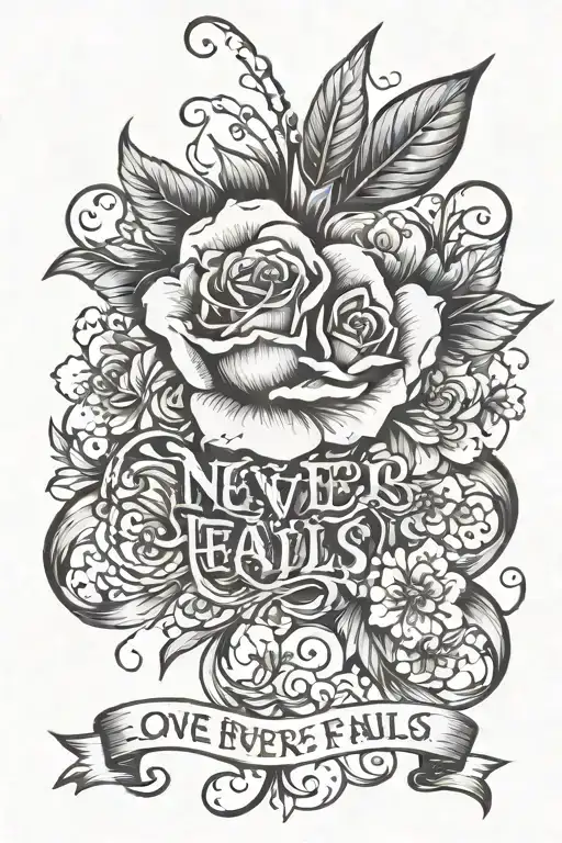Love never fails. So if it fails it was never real If it's real it will come back to you. If it's meant for you, no one  tattoo design idea