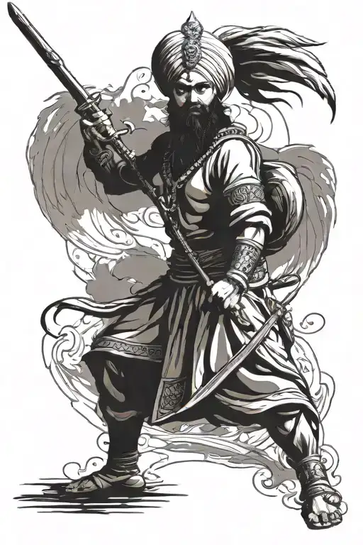 Sikh warrior with a spear  tattoo design idea