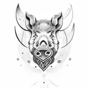 wild boar face as a tree tattoo design idea