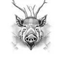 wild boar face as a tree tattoo design idea