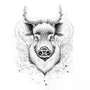 wild boar face as a tree tattoo design idea