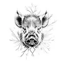wild boar face as a tree tattoo design idea