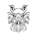 wild boar face as a tree tattoo design idea