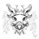 wild boar face as a tree tattoo design idea